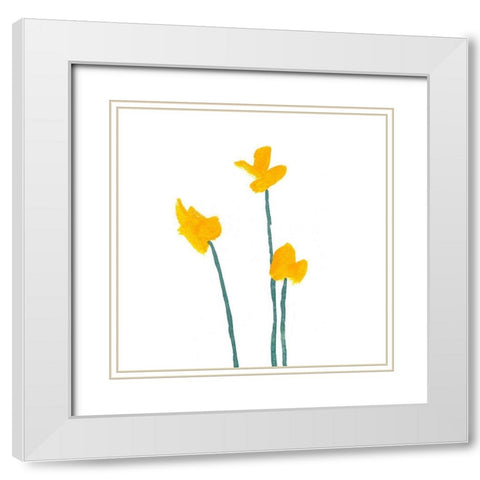 Simple Buttercups II White Modern Wood Framed Art Print with Double Matting by Green, Jacob