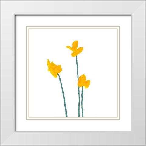 Simple Buttercups II White Modern Wood Framed Art Print with Double Matting by Green, Jacob