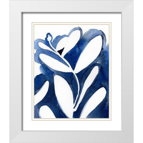 Blue Eucalyptus I White Modern Wood Framed Art Print with Double Matting by Green, Jacob