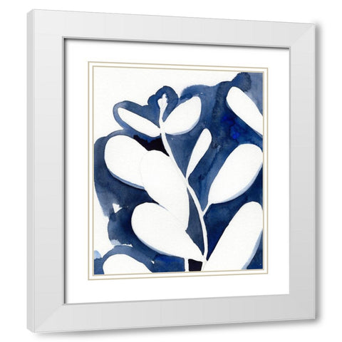 Blue Eucalyptus II White Modern Wood Framed Art Print with Double Matting by Green, Jacob
