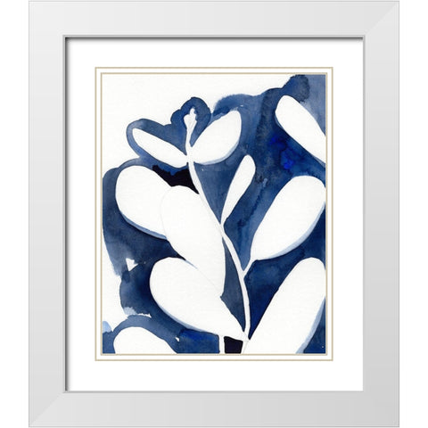 Blue Eucalyptus II White Modern Wood Framed Art Print with Double Matting by Green, Jacob