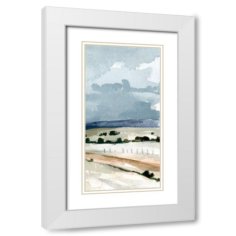 Pale Blue Autumn I White Modern Wood Framed Art Print with Double Matting by Caroline, Emma