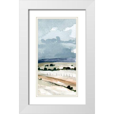 Pale Blue Autumn I White Modern Wood Framed Art Print with Double Matting by Caroline, Emma
