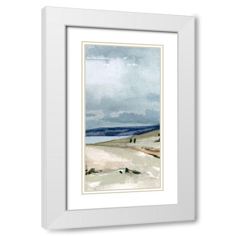 Pale Blue Autumn II White Modern Wood Framed Art Print with Double Matting by Caroline, Emma