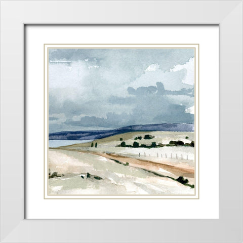 Pale Blue Autumn III White Modern Wood Framed Art Print with Double Matting by Caroline, Emma