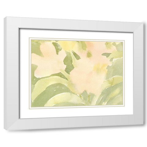 Verdant Floral Abstract II White Modern Wood Framed Art Print with Double Matting by Caroline, Emma