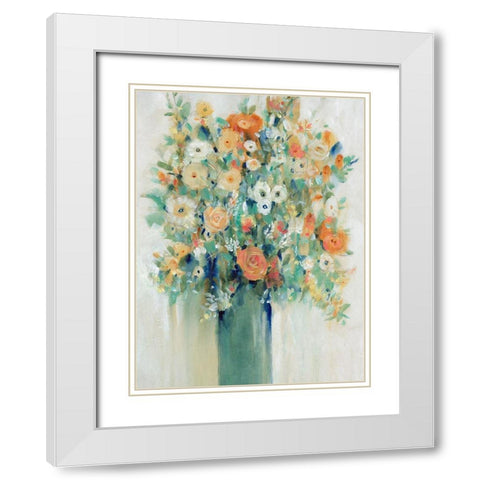 Vase of Spring Flowers I White Modern Wood Framed Art Print with Double Matting by OToole, Tim