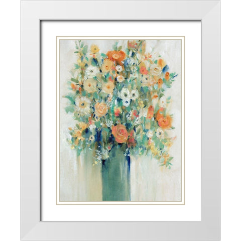 Vase of Spring Flowers I White Modern Wood Framed Art Print with Double Matting by OToole, Tim