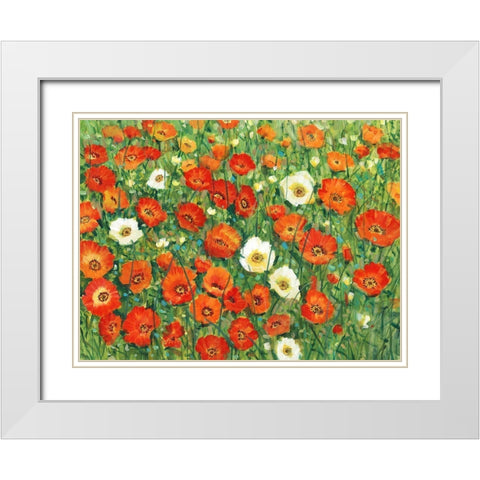Poppy Meadow II White Modern Wood Framed Art Print with Double Matting by OToole, Tim
