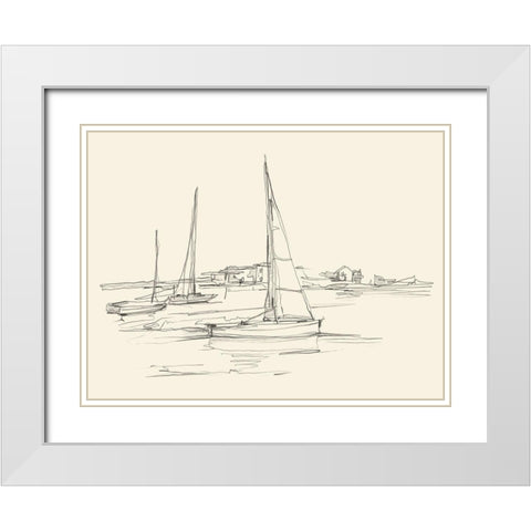 Coastal Contour Sketch I White Modern Wood Framed Art Print with Double Matting by Harper, Ethan