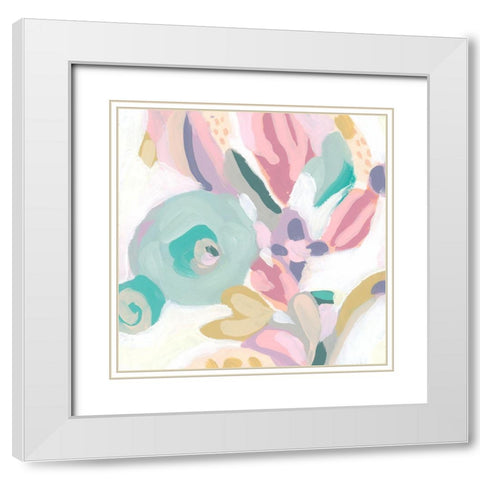 Floral Rapport  I White Modern Wood Framed Art Print with Double Matting by Vess, June Erica