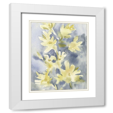 Forsythia Blooms I White Modern Wood Framed Art Print with Double Matting by Caroline, Emma