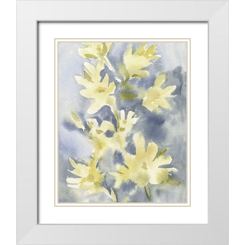 Forsythia Blooms I White Modern Wood Framed Art Print with Double Matting by Caroline, Emma