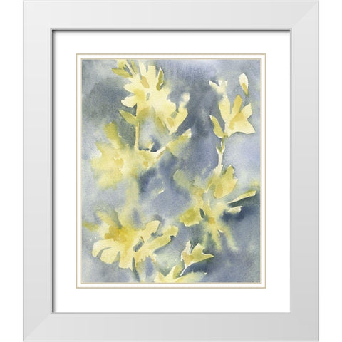 Forsythia Blooms II White Modern Wood Framed Art Print with Double Matting by Caroline, Emma