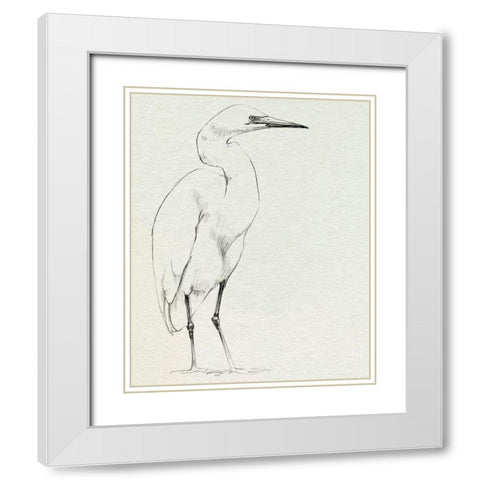 Erect Egret I White Modern Wood Framed Art Print with Double Matting by Caroline, Emma