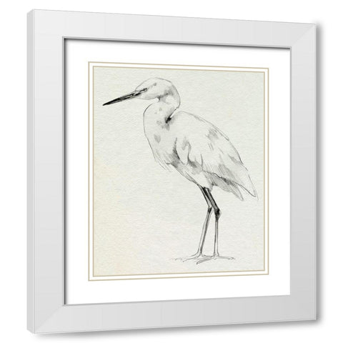 Erect Egret II White Modern Wood Framed Art Print with Double Matting by Caroline, Emma