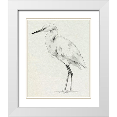 Erect Egret II White Modern Wood Framed Art Print with Double Matting by Caroline, Emma
