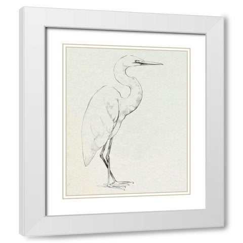 Erect Egret III White Modern Wood Framed Art Print with Double Matting by Caroline, Emma