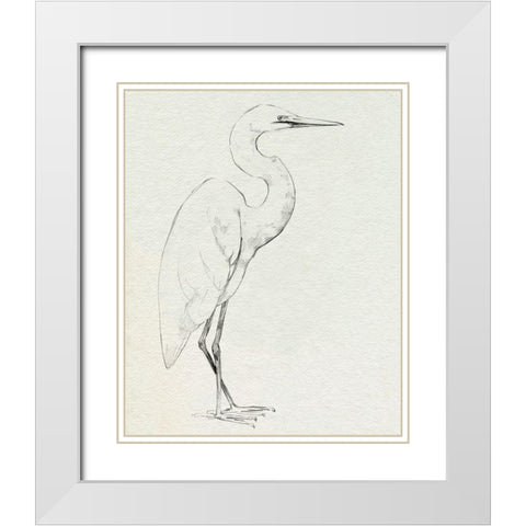 Erect Egret III White Modern Wood Framed Art Print with Double Matting by Caroline, Emma