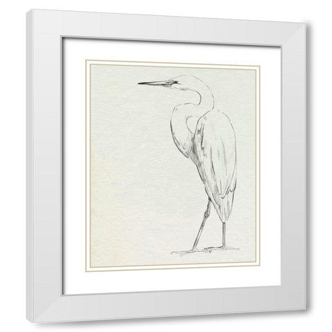 Erect Egret IV White Modern Wood Framed Art Print with Double Matting by Caroline, Emma