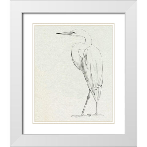 Erect Egret IV White Modern Wood Framed Art Print with Double Matting by Caroline, Emma