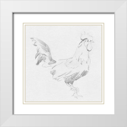 Big Rooster Sketch I White Modern Wood Framed Art Print with Double Matting by Green, Jacob