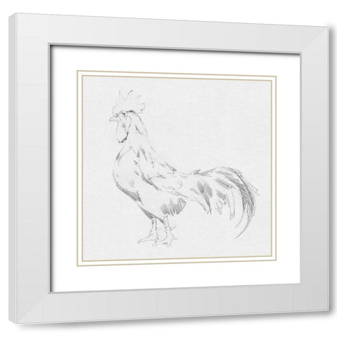 Big Rooster Sketch II White Modern Wood Framed Art Print with Double Matting by Green, Jacob
