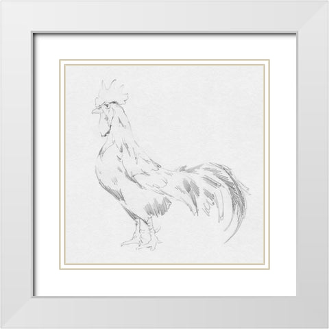 Big Rooster Sketch II White Modern Wood Framed Art Print with Double Matting by Green, Jacob