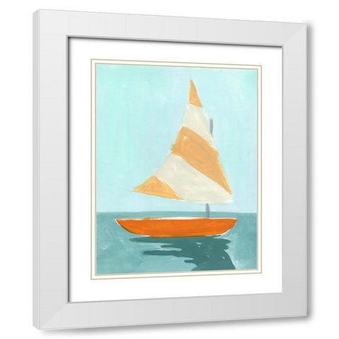 Small Sail I White Modern Wood Framed Art Print with Double Matting by Green, Jacob
