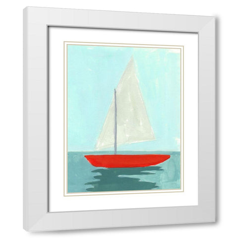 Small Sail II White Modern Wood Framed Art Print with Double Matting by Green, Jacob