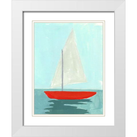 Small Sail II White Modern Wood Framed Art Print with Double Matting by Green, Jacob