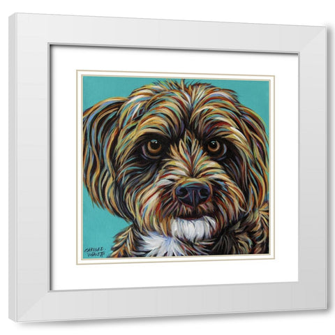 Blue Doodle Brother I White Modern Wood Framed Art Print with Double Matting by Vitaletti, Carolee