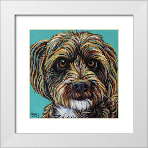 Blue Doodle Brother I White Modern Wood Framed Art Print with Double Matting by Vitaletti, Carolee