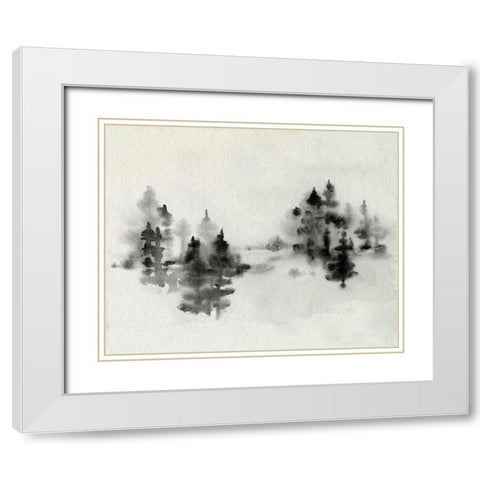 Inked Pine Forest I White Modern Wood Framed Art Print with Double Matting by Caroline, Emma