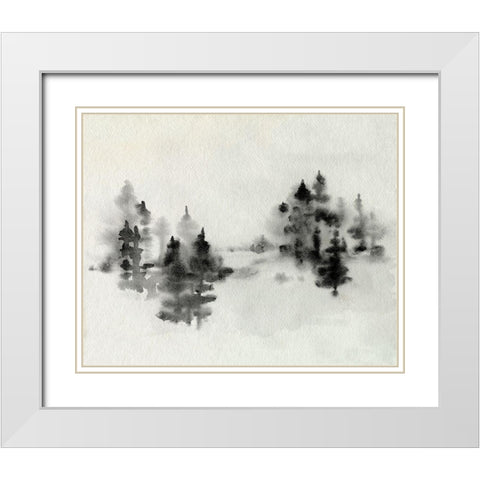 Inked Pine Forest I White Modern Wood Framed Art Print with Double Matting by Caroline, Emma