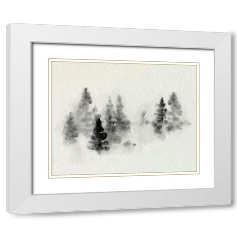 Inked Pine Forest III White Modern Wood Framed Art Print with Double Matting by Caroline, Emma