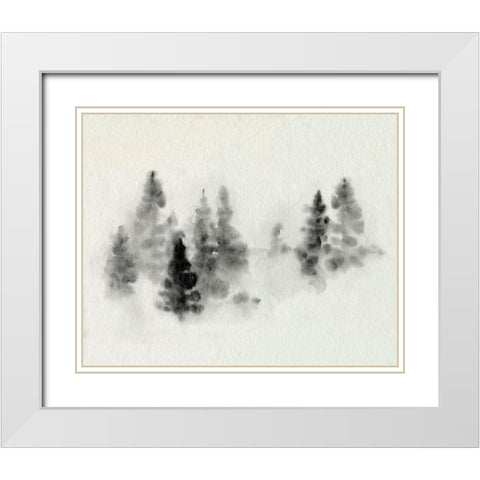 Inked Pine Forest III White Modern Wood Framed Art Print with Double Matting by Caroline, Emma