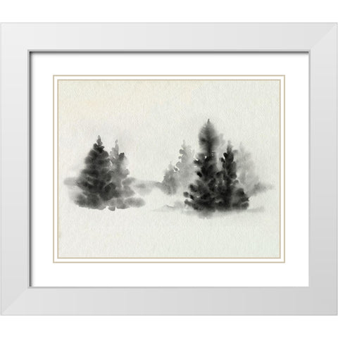 Inked Pine Forest IV White Modern Wood Framed Art Print with Double Matting by Caroline, Emma
