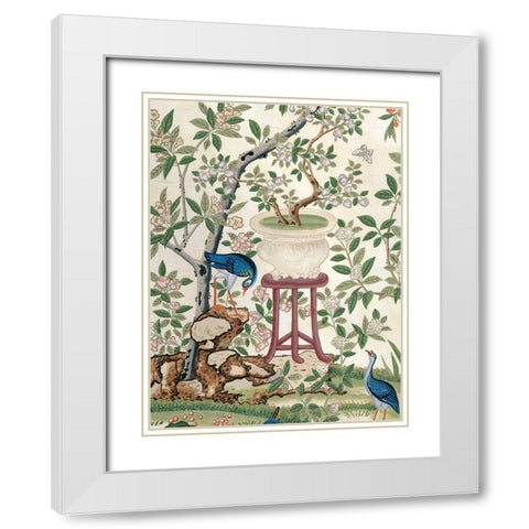 Chinoiserie Wallpaper I White Modern Wood Framed Art Print with Double Matting by Vision Studio