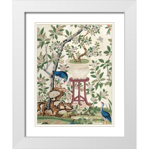 Chinoiserie Wallpaper I White Modern Wood Framed Art Print with Double Matting by Vision Studio