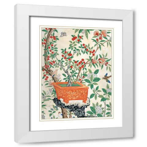 Chinoiserie Wallpaper III White Modern Wood Framed Art Print with Double Matting by Vision Studio