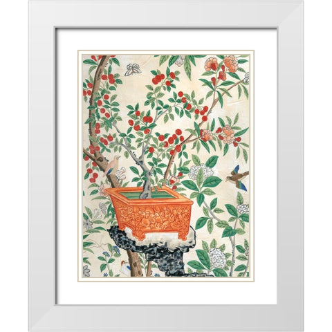 Chinoiserie Wallpaper III White Modern Wood Framed Art Print with Double Matting by Vision Studio