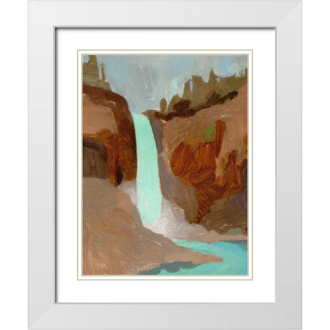 Turquoise Falls I White Modern Wood Framed Art Print with Double Matting by Green, Jacob