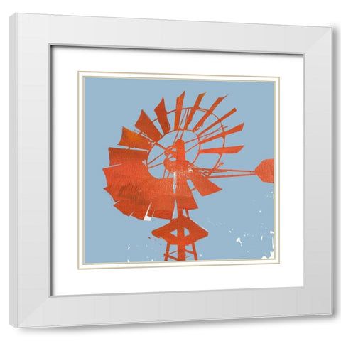 Rusty Windmill II White Modern Wood Framed Art Print with Double Matting by Green, Jacob