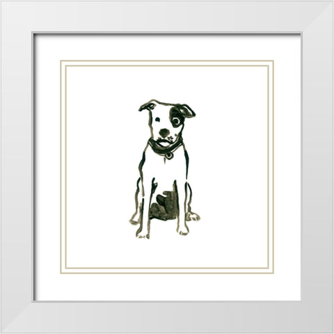 Canine Cameo V White Modern Wood Framed Art Print with Double Matting by Vess, June Erica