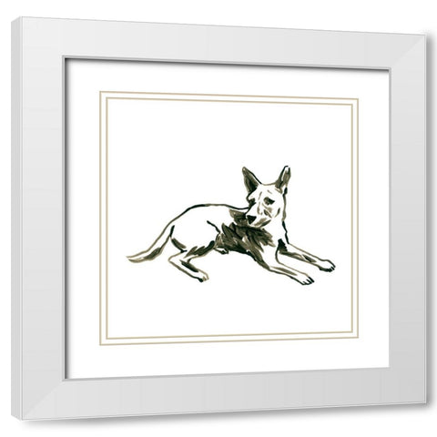 Canine Cameo XI White Modern Wood Framed Art Print with Double Matting by Vess, June Erica