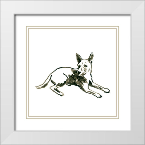 Canine Cameo XI White Modern Wood Framed Art Print with Double Matting by Vess, June Erica
