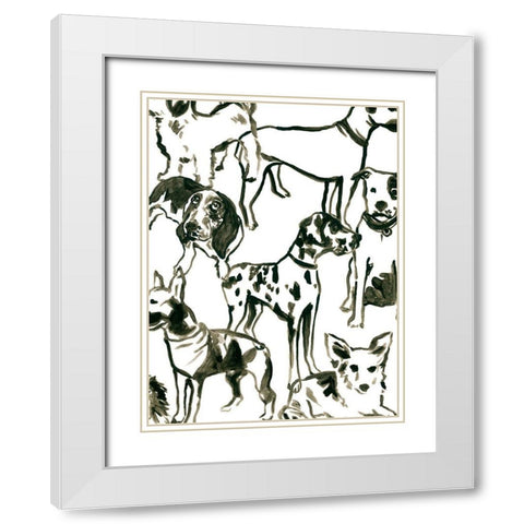 Canine Collage II White Modern Wood Framed Art Print with Double Matting by Vess, June Erica