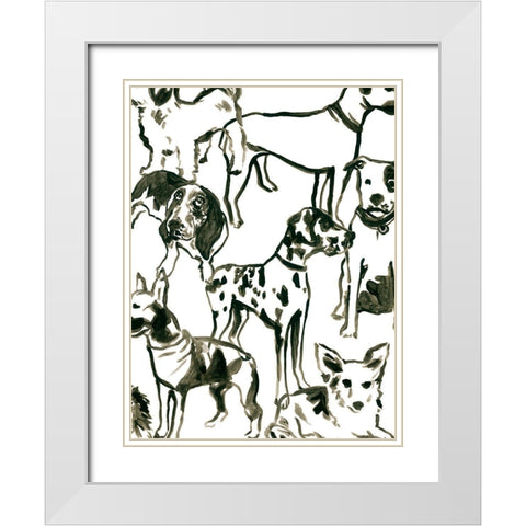Canine Collage II White Modern Wood Framed Art Print with Double Matting by Vess, June Erica