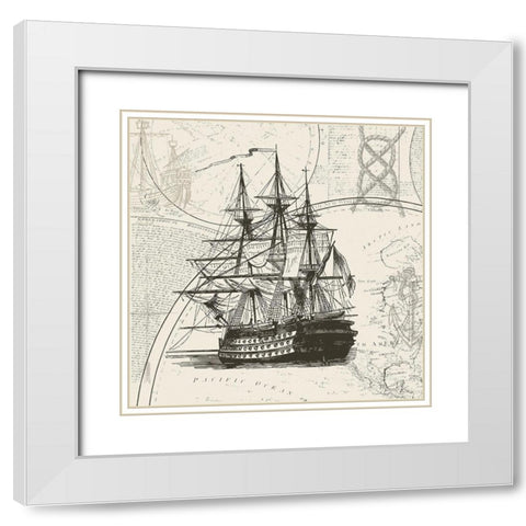 Anchors Away I White Modern Wood Framed Art Print with Double Matting by Barnes, Victoria